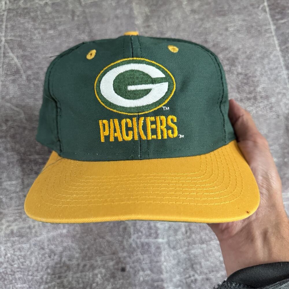 Men's Vintage 90's NFL Competitor Green Bay Packers Plain Logo Snapback Hat Cap